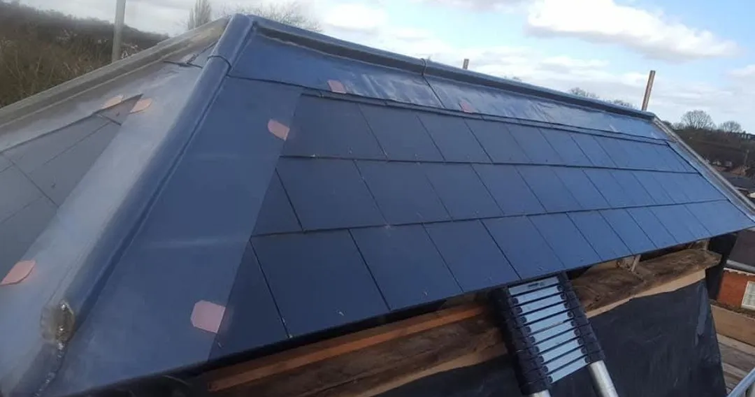 New slate roof with copper nails — work in progress